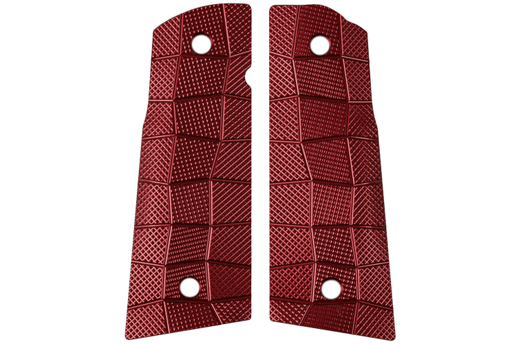 LOK Grips 1911 GridLOK Red FS Std Bevel + Black Screws