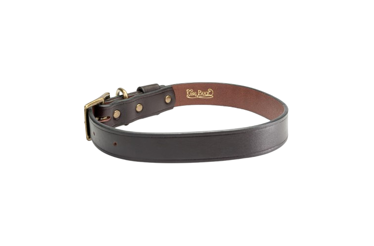 King Buck Premium Leather D Ring Dog Collar M/L