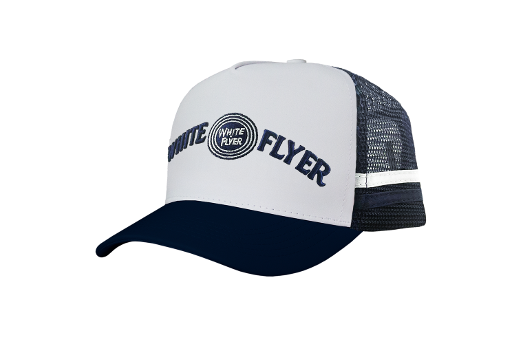 White Flyer Navy Blue Country Trucker Cap